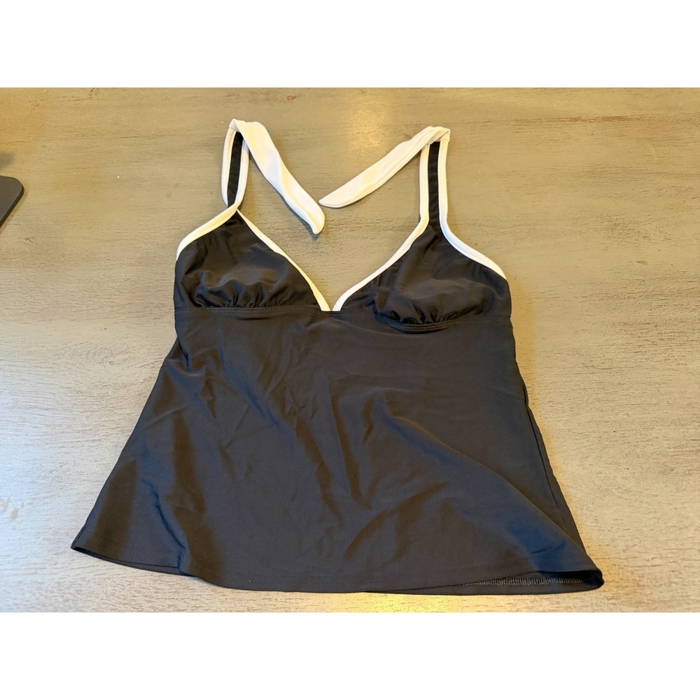black white BALTEX   swimsuit top tankini size 8
